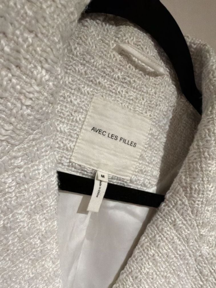 Avec Les Filles Double Breasted Cropped Jacket Size M White 3