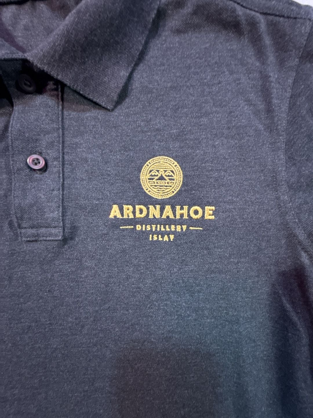 Ardnahoë Distillery Polo Shirt Size S Dark Gray Embroidered Logo 3