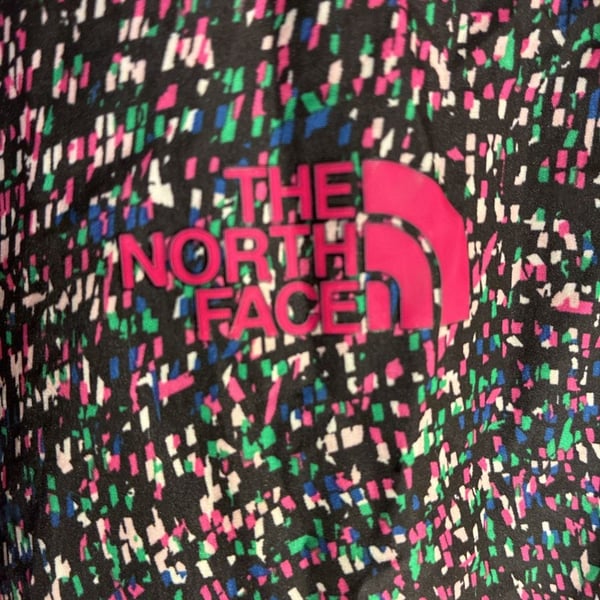 The North Face Womens Raincoat Black Pink Geometric Full Zip Pockets Logo M