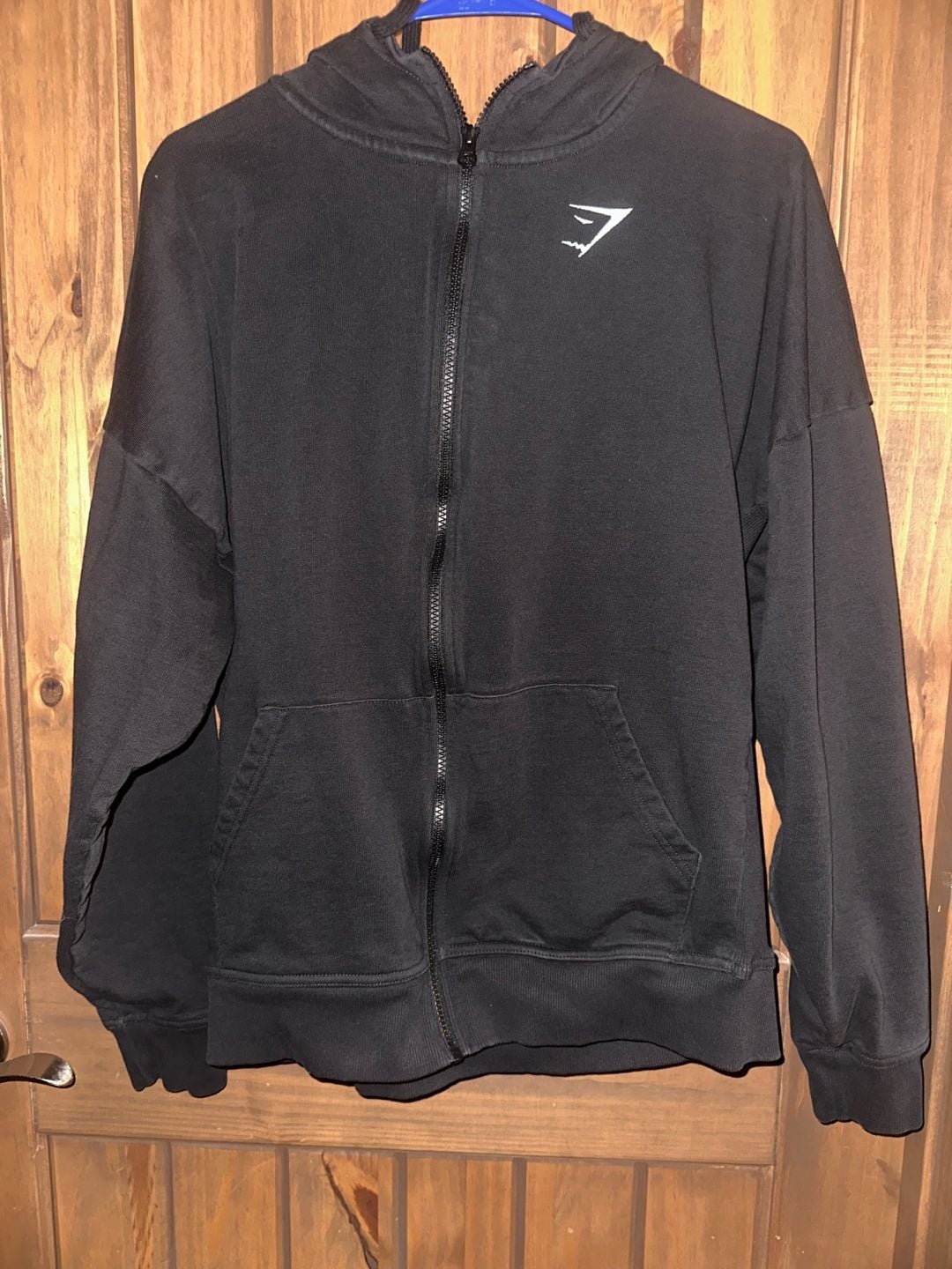 Gymshark Zip Up Hoodie Size S Black Oversized Pockets 2