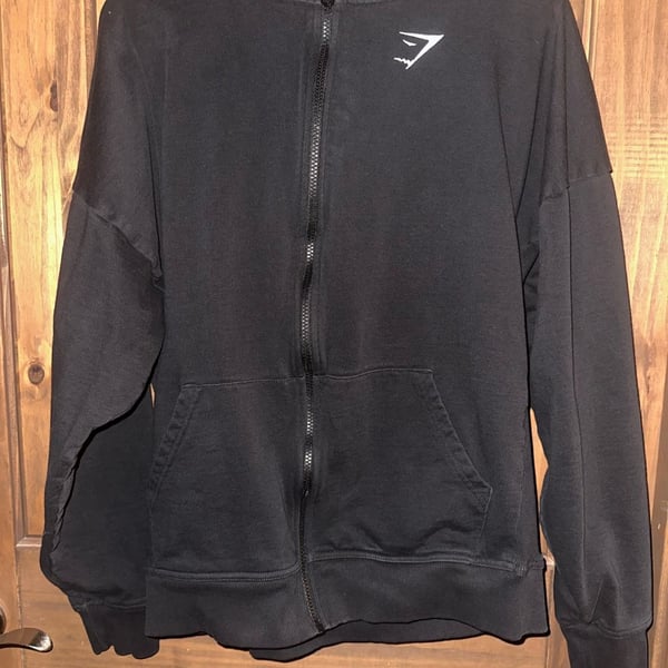 Gymshark Zip Up Hoodie Size S Black Oversized Pockets