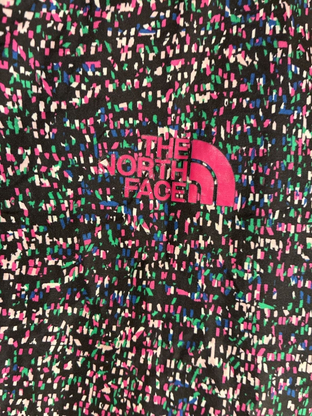 The North Face Womens Raincoat Black Pink Geometric Full Zip Pockets Logo M 7