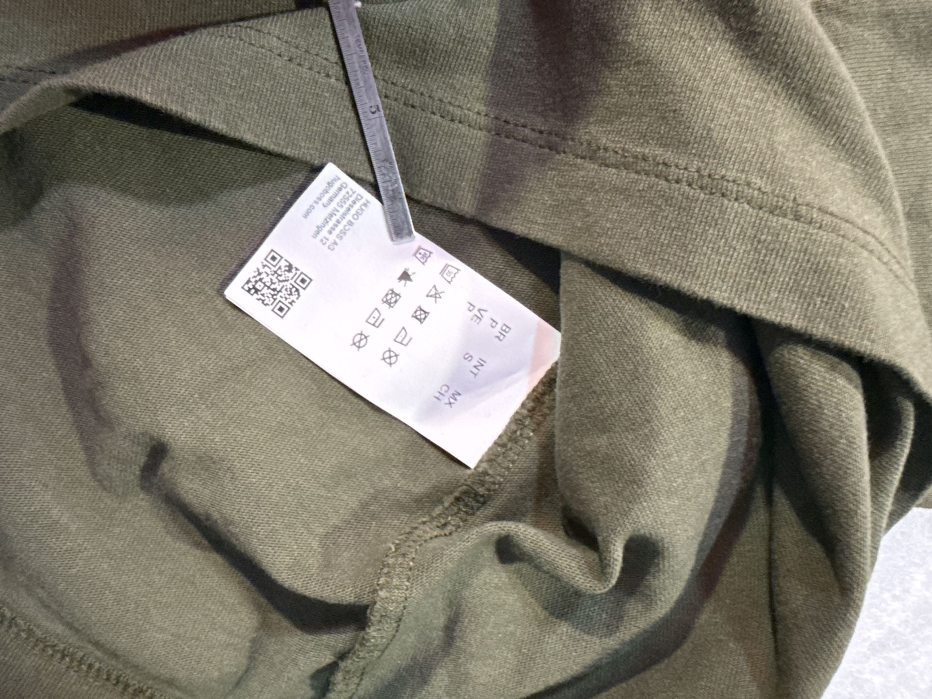 Hugo Boss Small Square Logo Long Sleeve Shirt Size S Olive Green 10