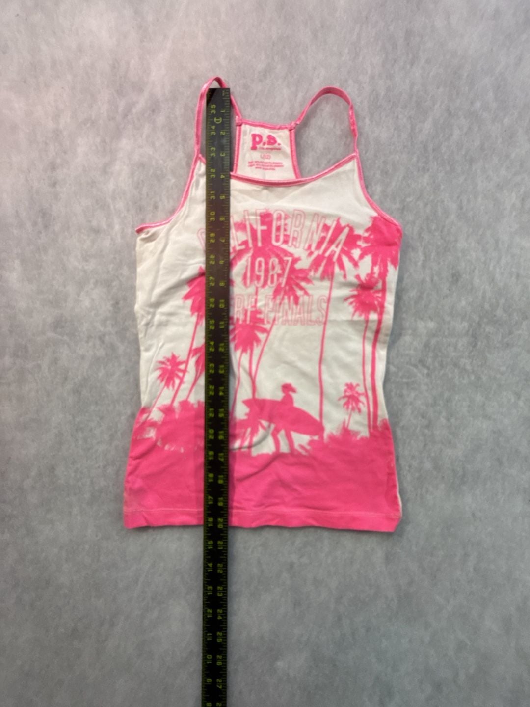 P.S. from Aeropostale Tank Top Size L(12) White Pink Graphic Racerback 5
