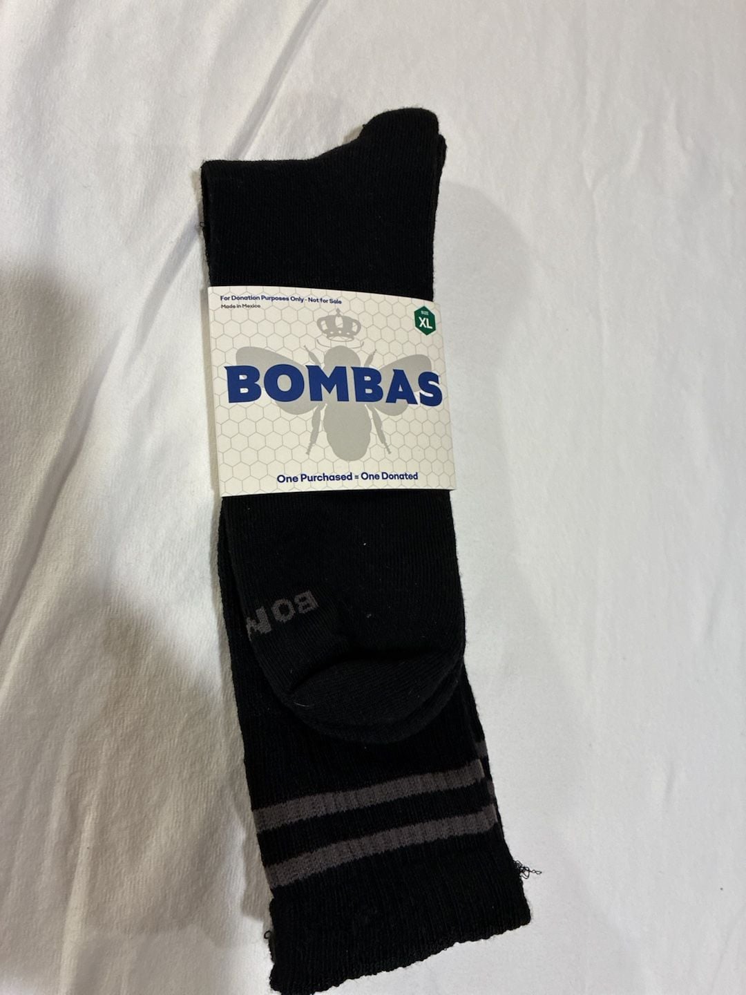 Bombas Calf Socks Size XL Black Striped 1