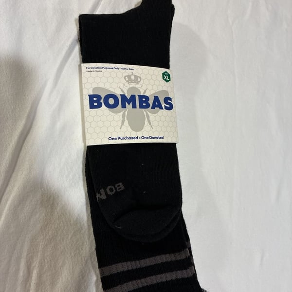 Bombas Calf Socks Size XL Black Striped