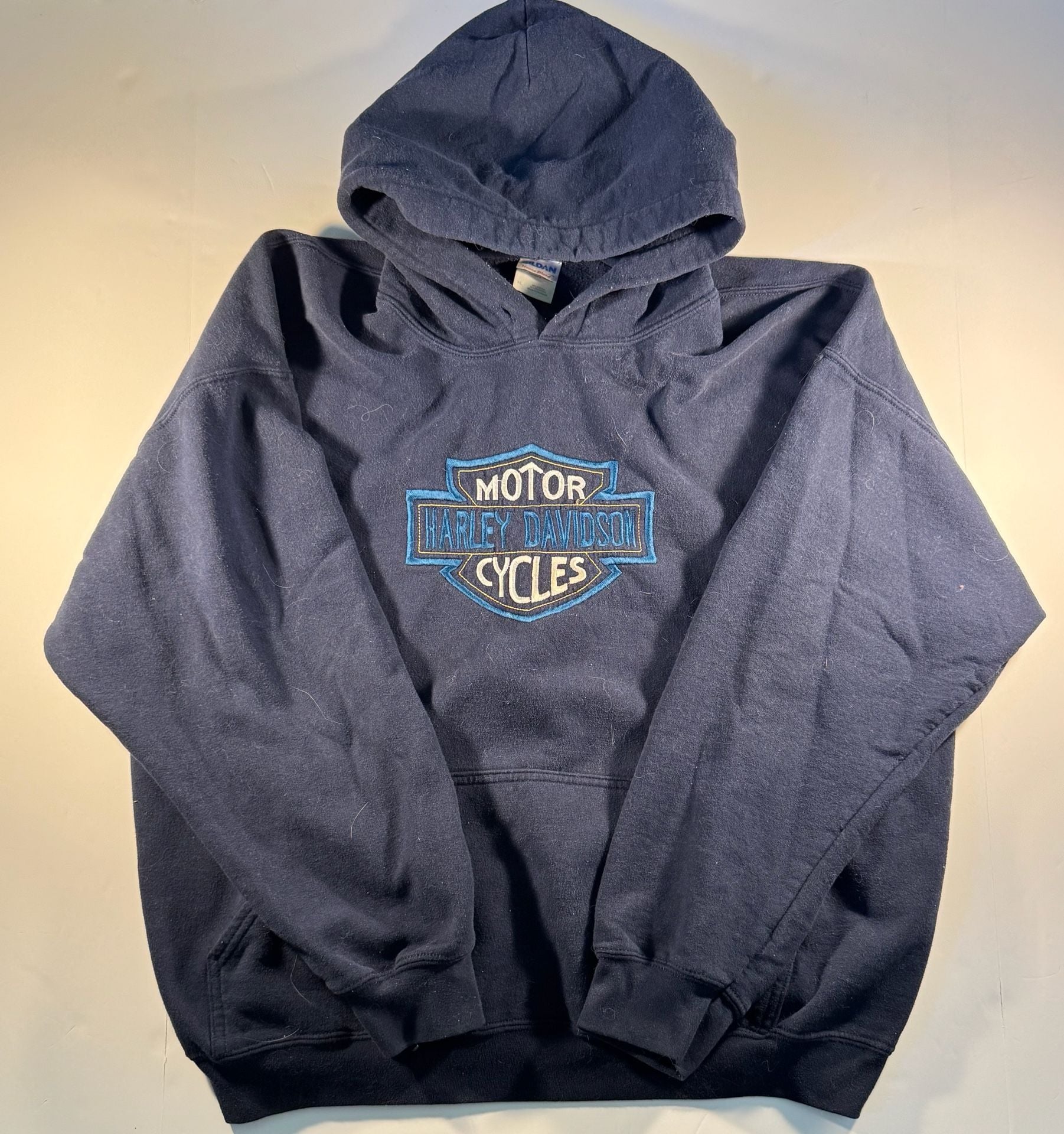 Harley Davidson Heavy Blend Hoodie Size XL Navy Embroidered 2