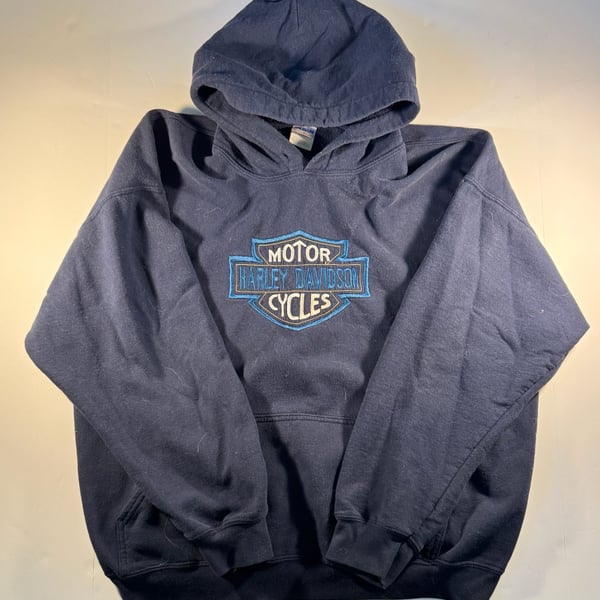 Harley Davidson Heavy Blend Hoodie Size XL Navy Embroidered
