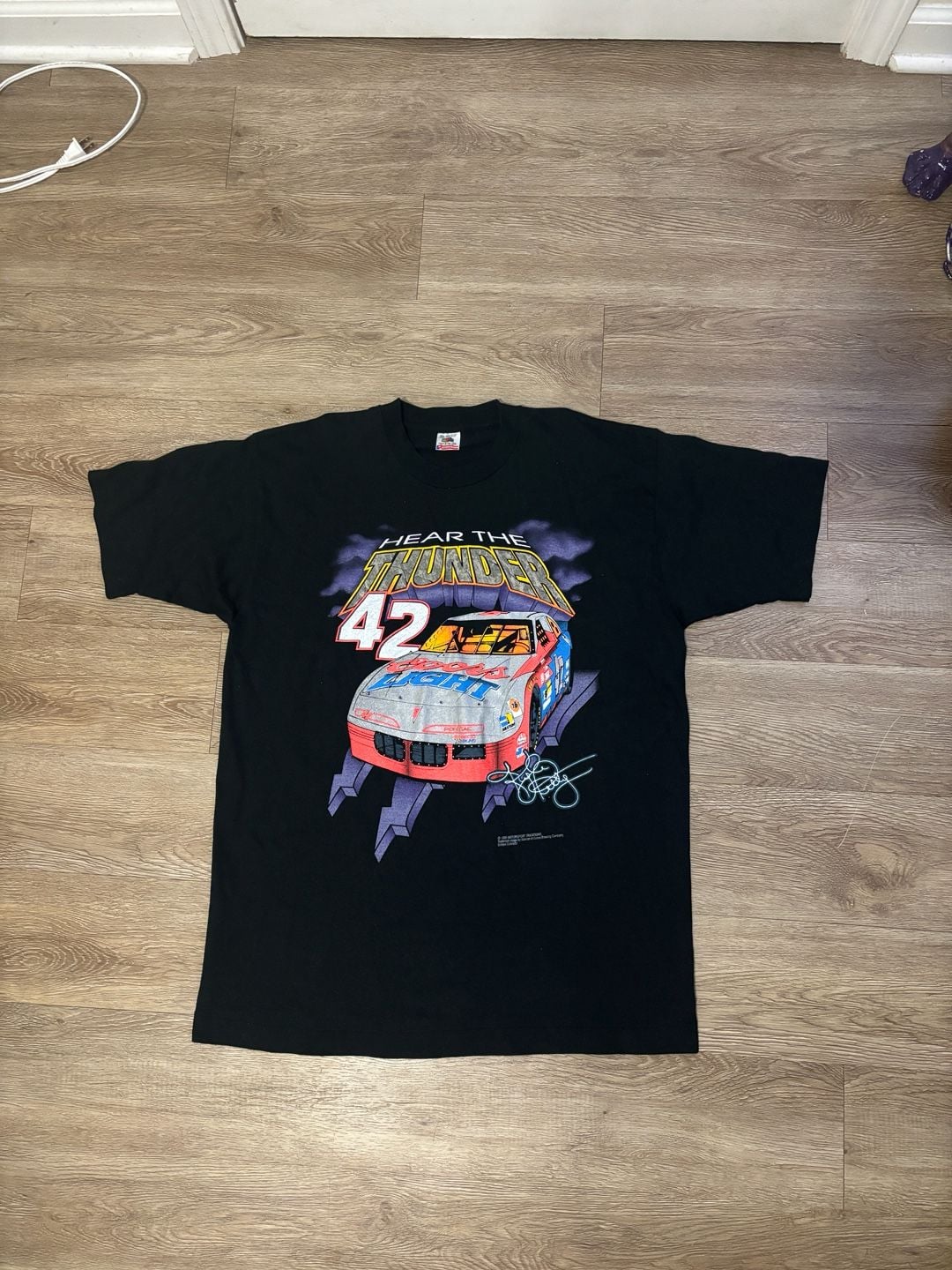 VERY RARE!! Fruit of the Loom Kyle Petty 42 Hear The Thunder T-Shirt XL Black 2