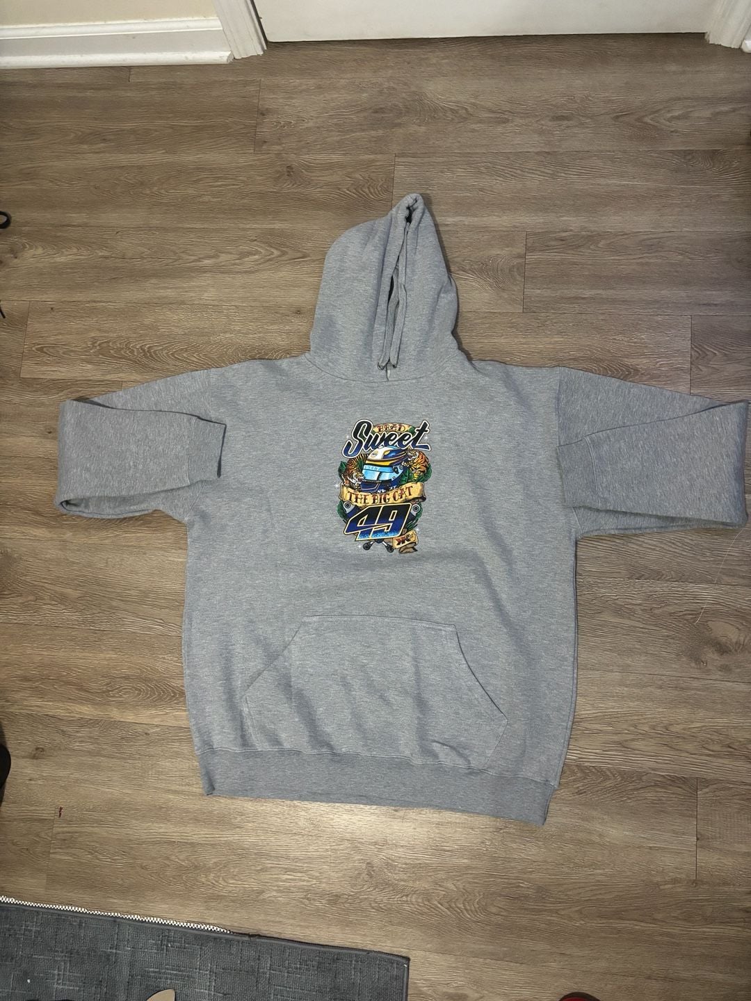 Brad Sweet The Big Cat Sprint Car Racing Hoodie Gray 2
