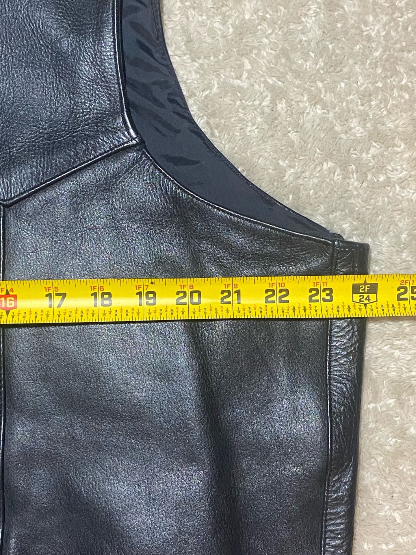 Men’s Genuine Leather Vest Size 48 Black Motorcycle Biker Western Snap Front 5