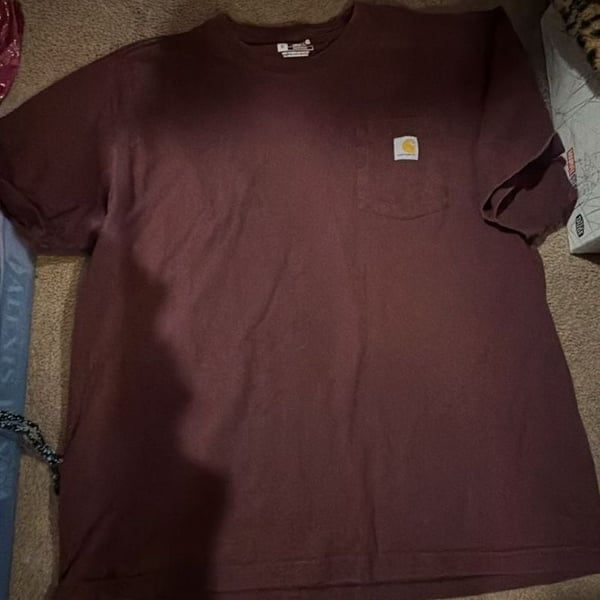 Carhartt Pocket T-Shirt Size XL Burgundy Loose Fit Cotton Workwear