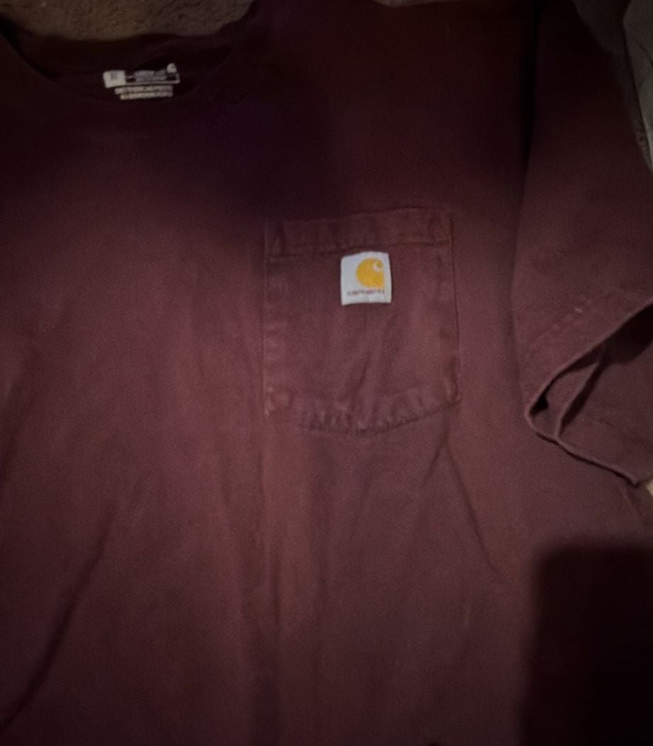 Carhartt Pocket T-Shirt Size XL Burgundy Loose Fit Cotton Workwear 3