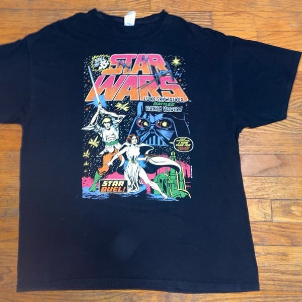 Star Wars Star Duel T-Shirt Size XL Black Comic Retro