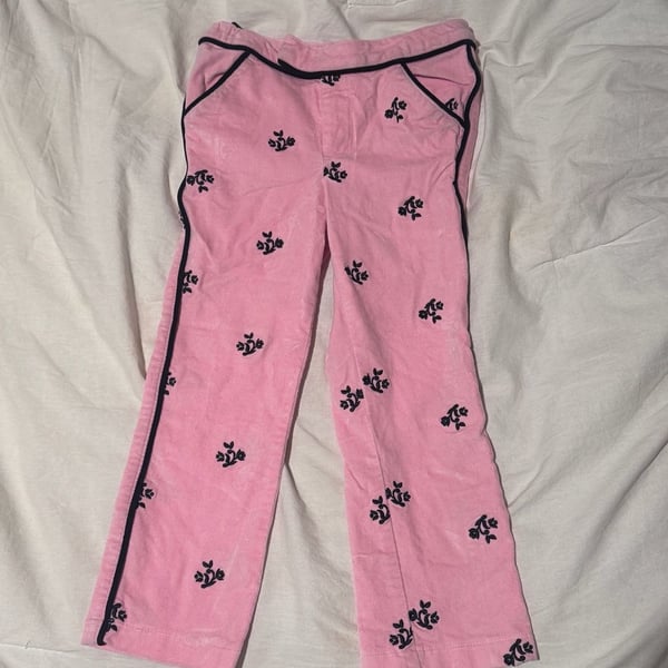 k.c. parker Pants Size 5 Pink Floral Print Corduroy