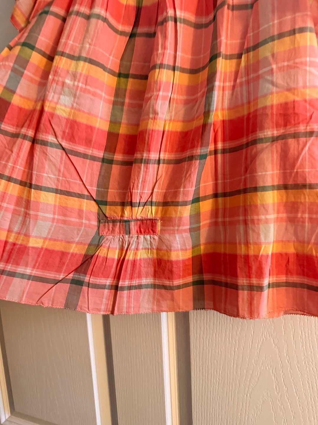 Trovata Carla High Neck Shirt Extra Small Pink Plaid Flutter Sleeve 9