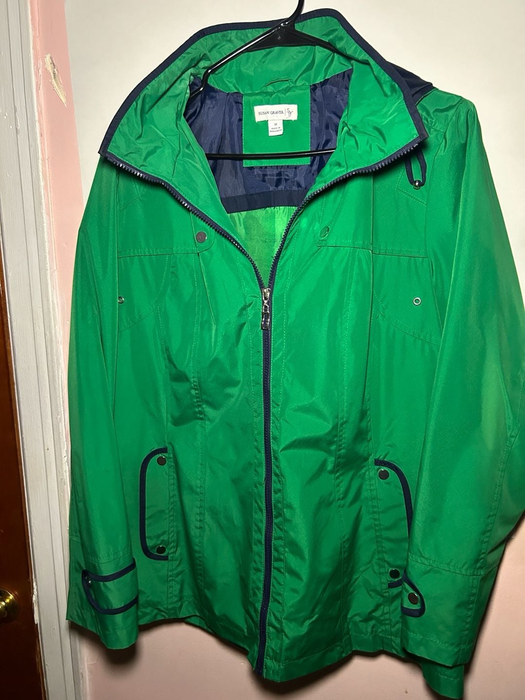 Susan Graver Hooded (Rain) Jacket| Size M |Green Full Zip 2