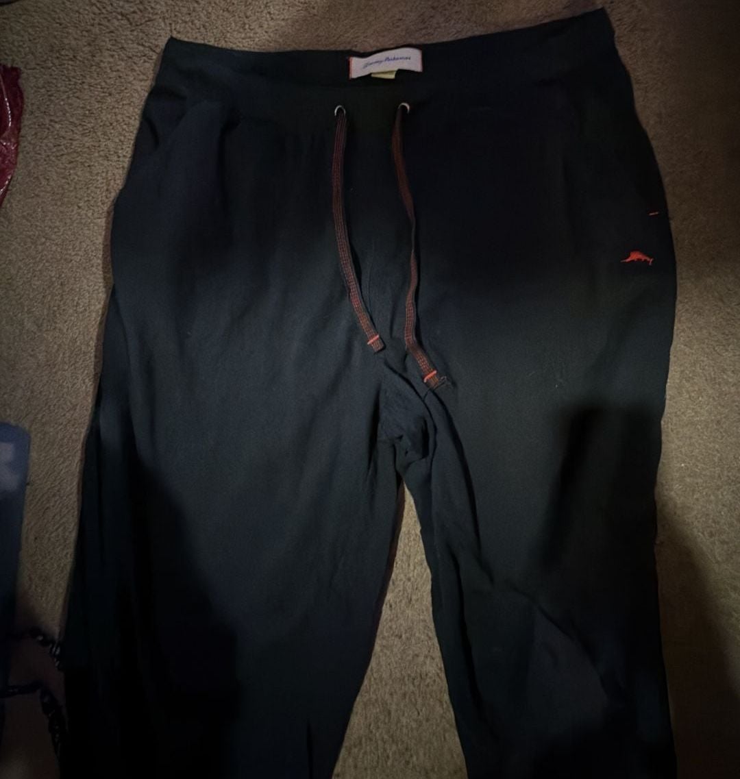 Tommy Bahama Lounge Pants Size L Black Cotton Blend Drawstring 3