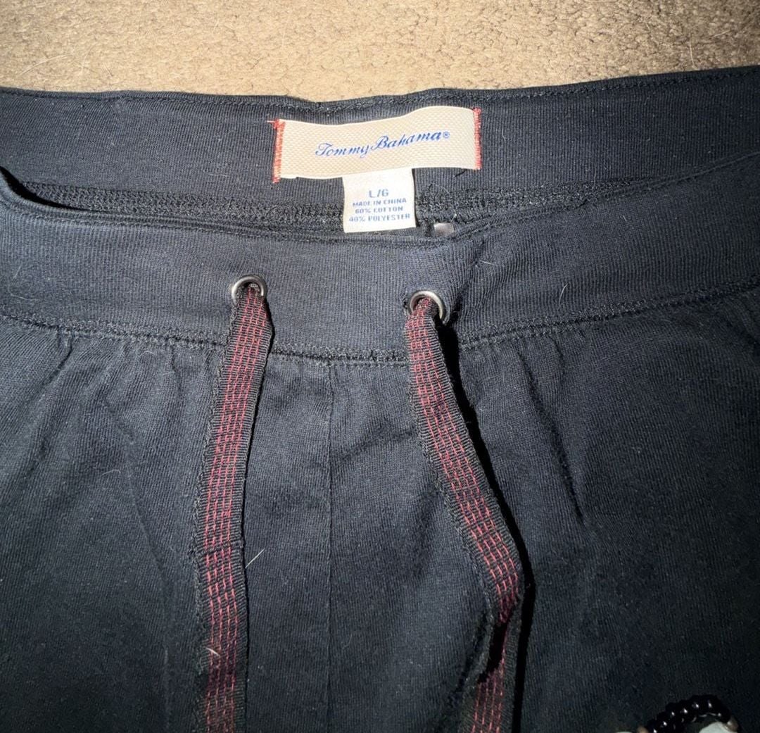 Tommy Bahama Lounge Pants Size L Black Cotton Blend Drawstring 4