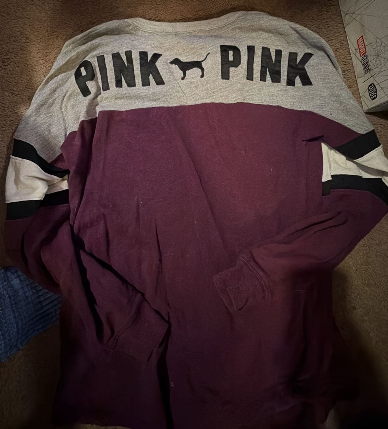 PINK Victoria's Secret Long Sleeve Lace-Up Shirt Size XS Gray Maroon 5