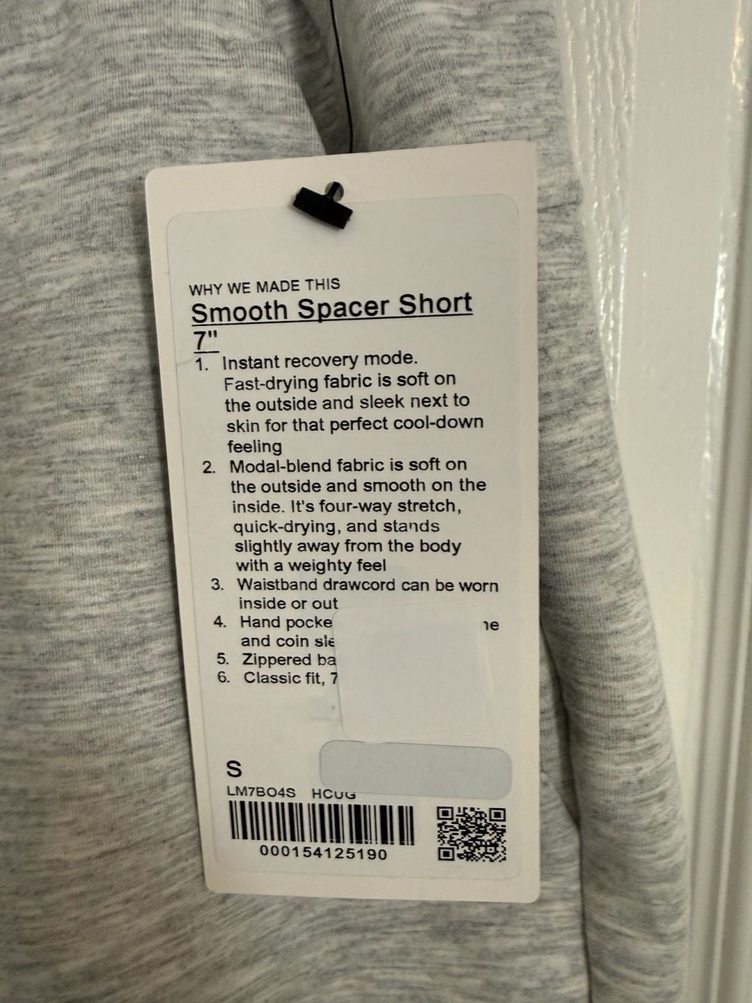 Lululemon Smooth Spacer Short 7 Size S Heathered Light Grey 4