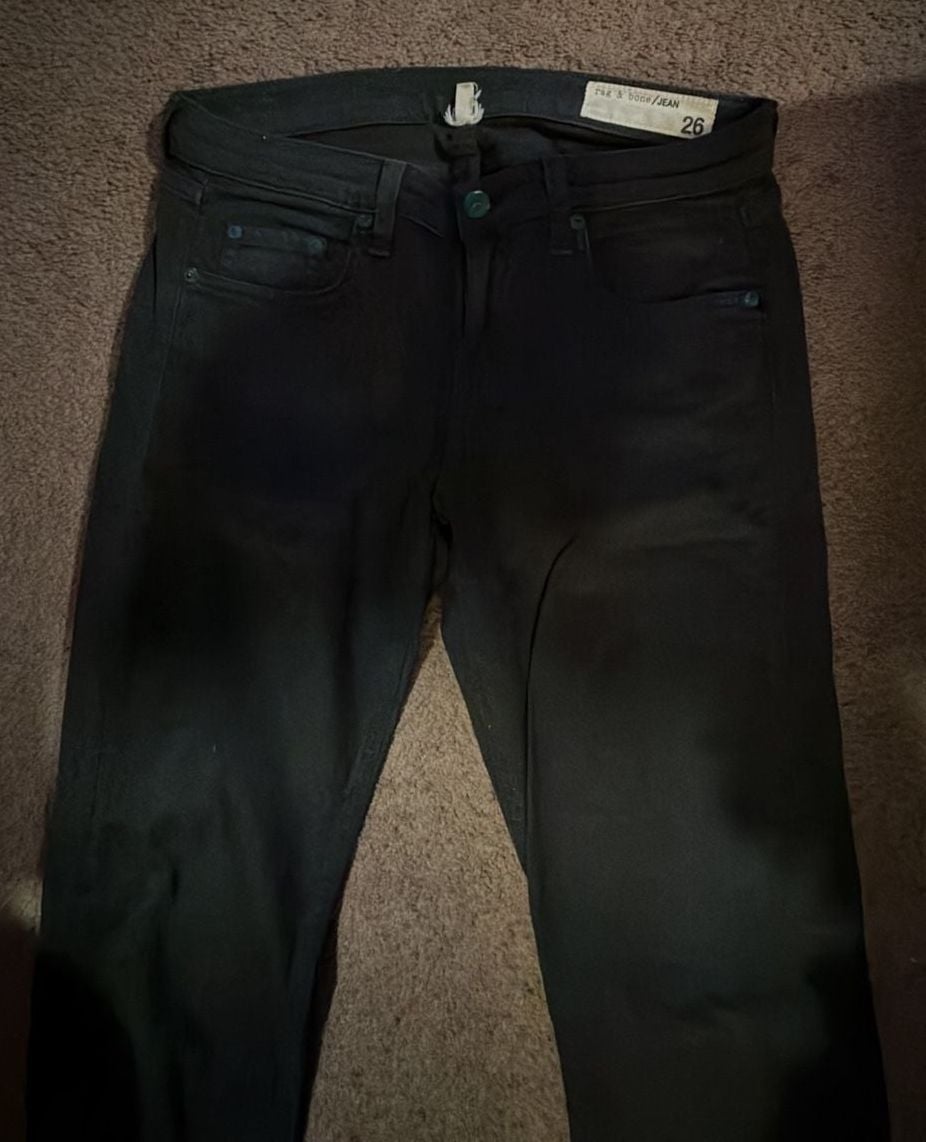 rag & bone The Dre Skinny Jeans Size 26 Black Coated Denim 3