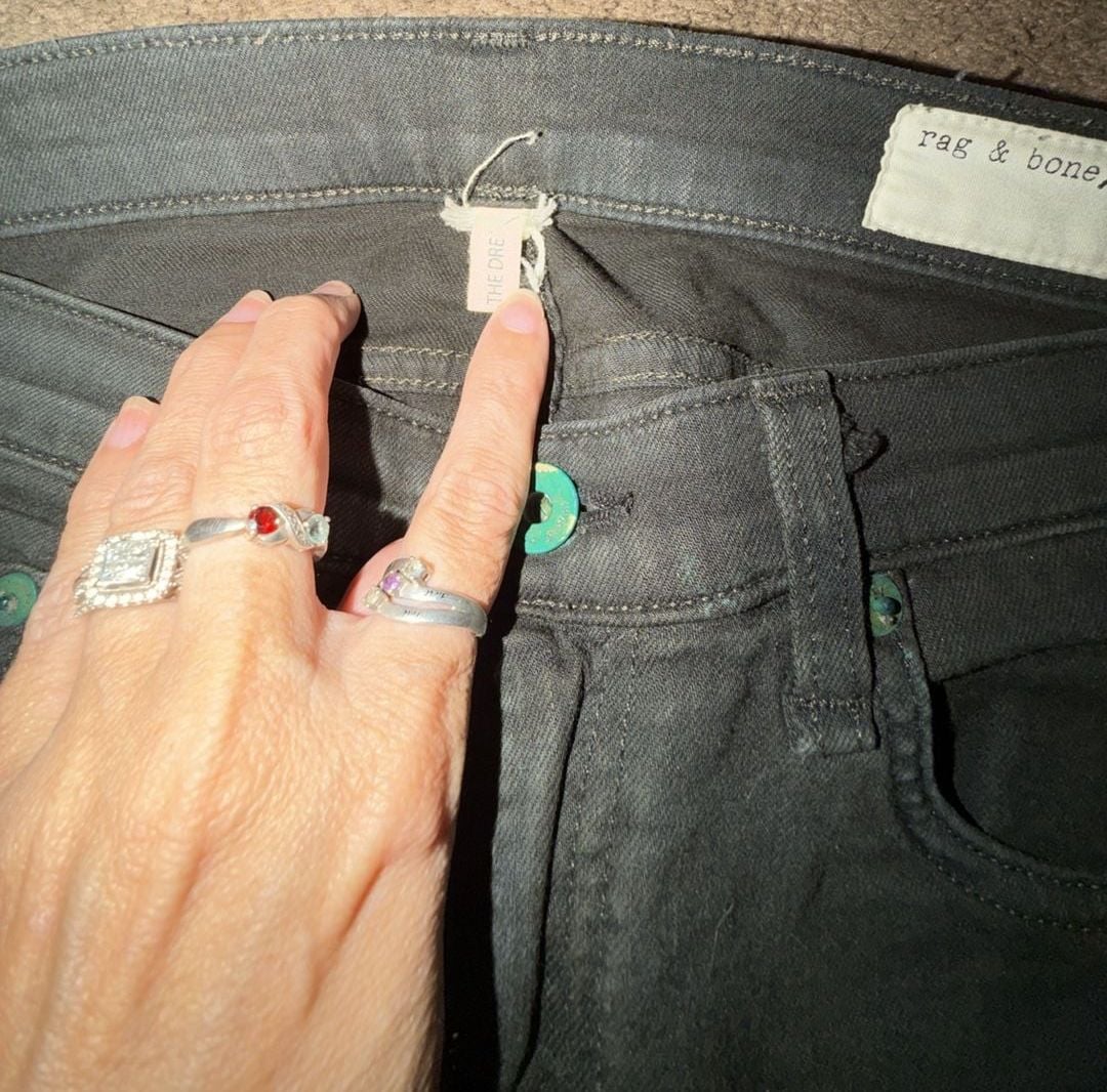 rag & bone The Dre Skinny Jeans Size 26 Black Coated Denim 5