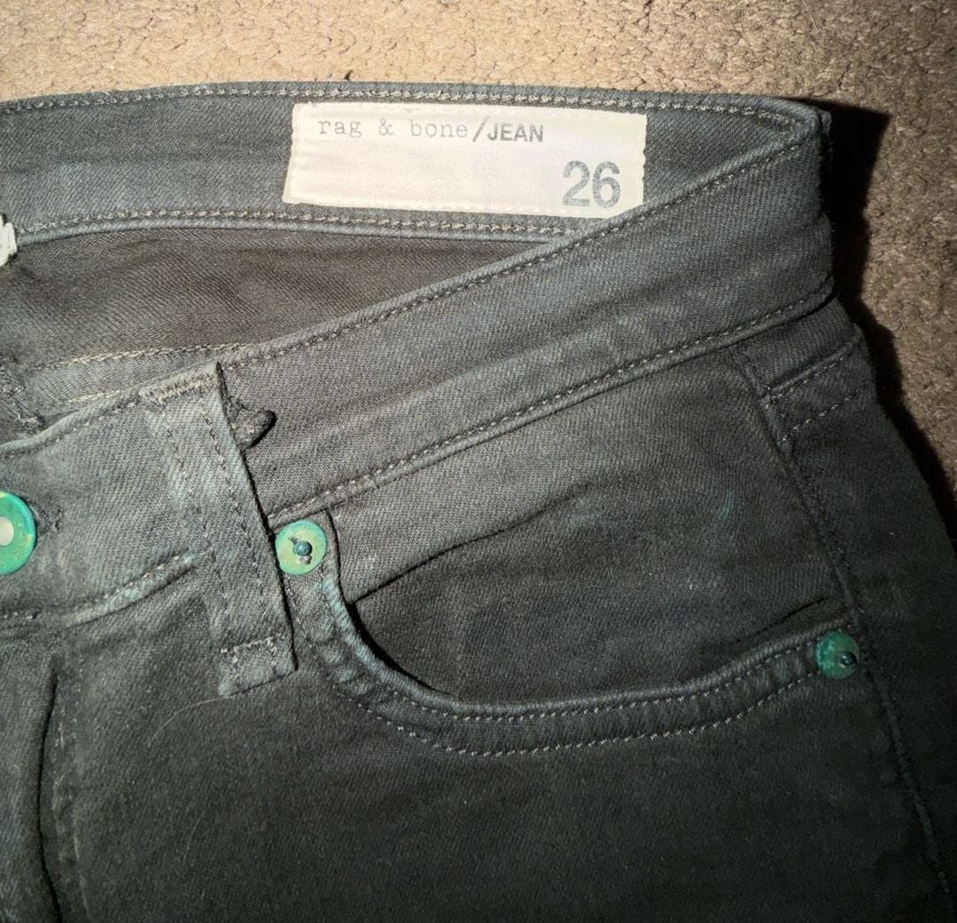 rag & bone The Dre Skinny Jeans Size 26 Black Coated Denim 4