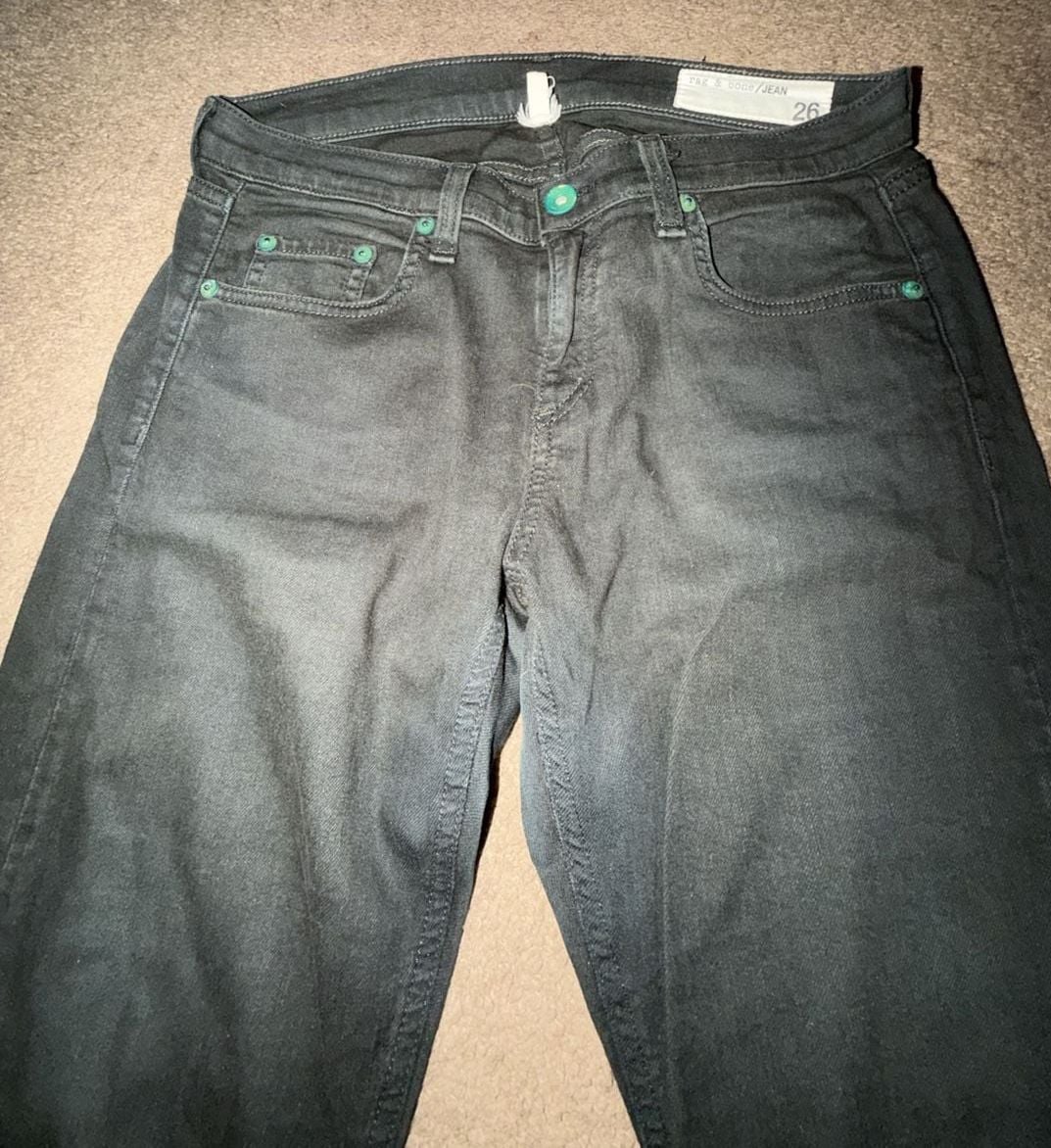 rag & bone The Dre Skinny Jeans Size 26 Black Coated Denim 6