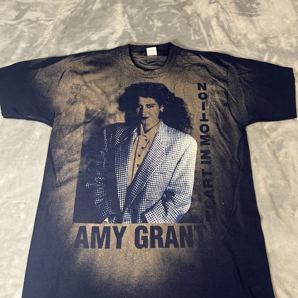 Vintage 1990 Amy Grant Heart In Motion Tour T-Shirt Size XL Navy
