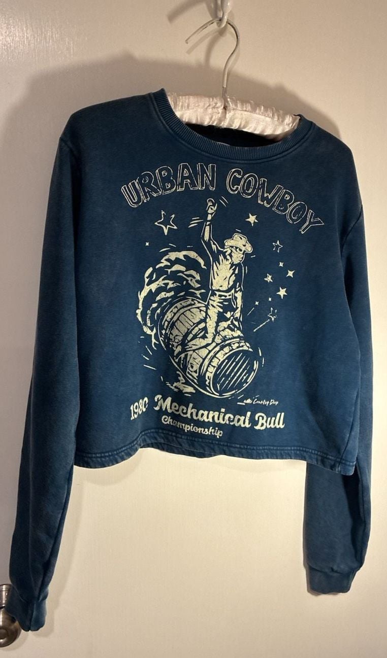 Country Deep Urban Cowboy Sweatshirt Size M Blue Mechanical Bull 3