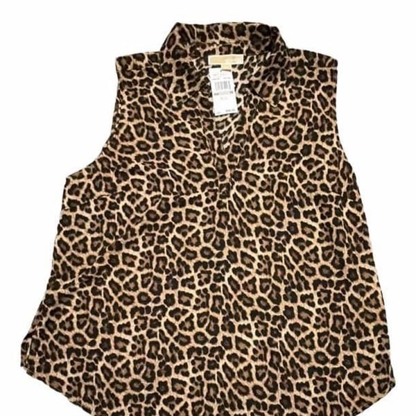 Michael Michael Kors Leopard Print Sleeveless Top Size 1X New