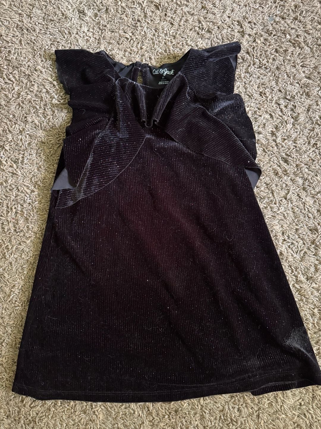 Cat & Jack Girls Black Multi Glitter Velvet 2