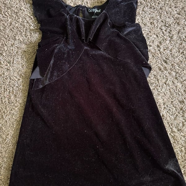 Cat & Jack Girls Black Multi Glitter Velvet