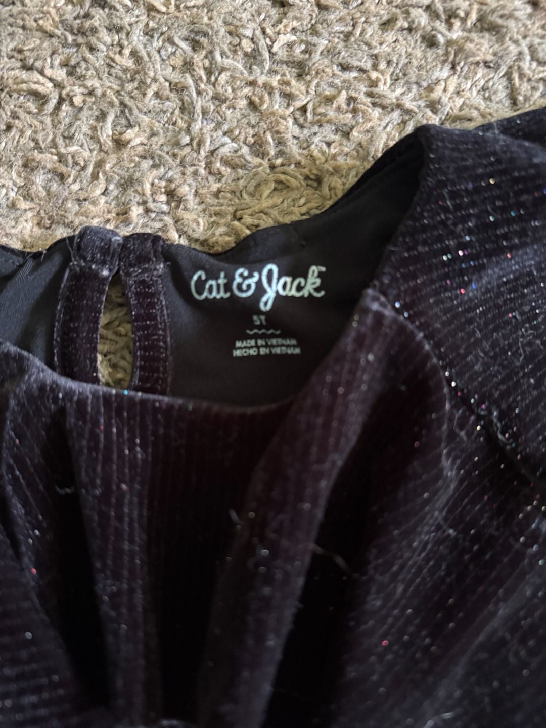 Cat & Jack Girls Black Multi Glitter Velvet 4