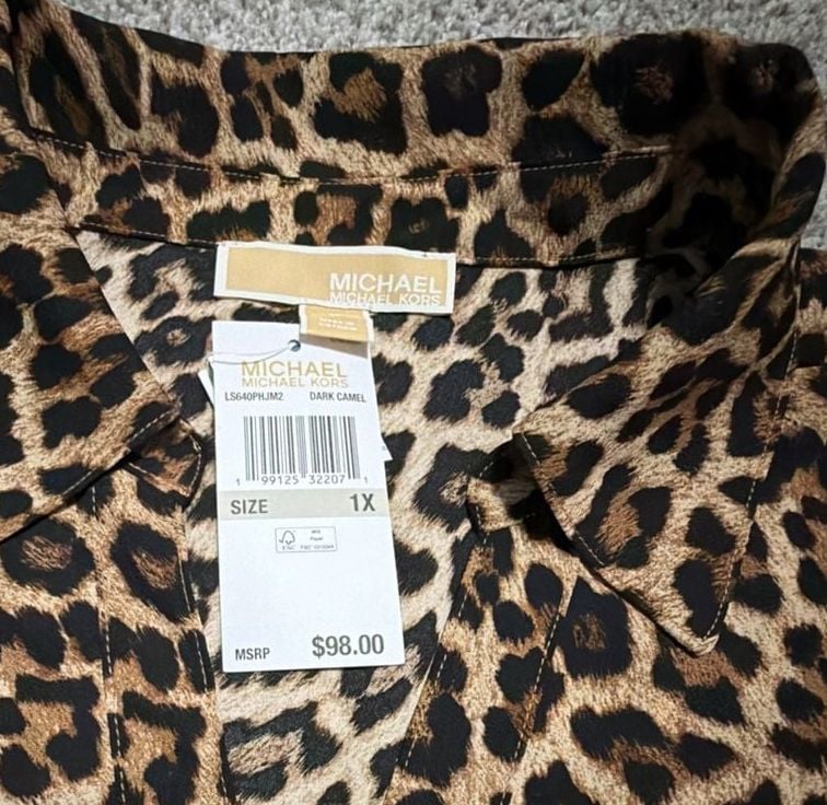 Michael Michael Kors Leopard Print Sleeveless Top Size 1X New 3
