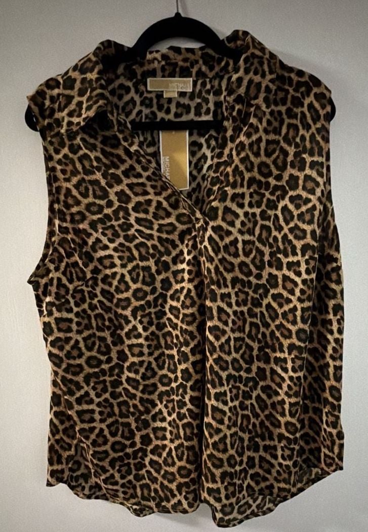 Michael Michael Kors Leopard Print Sleeveless Top Size 1X New 5