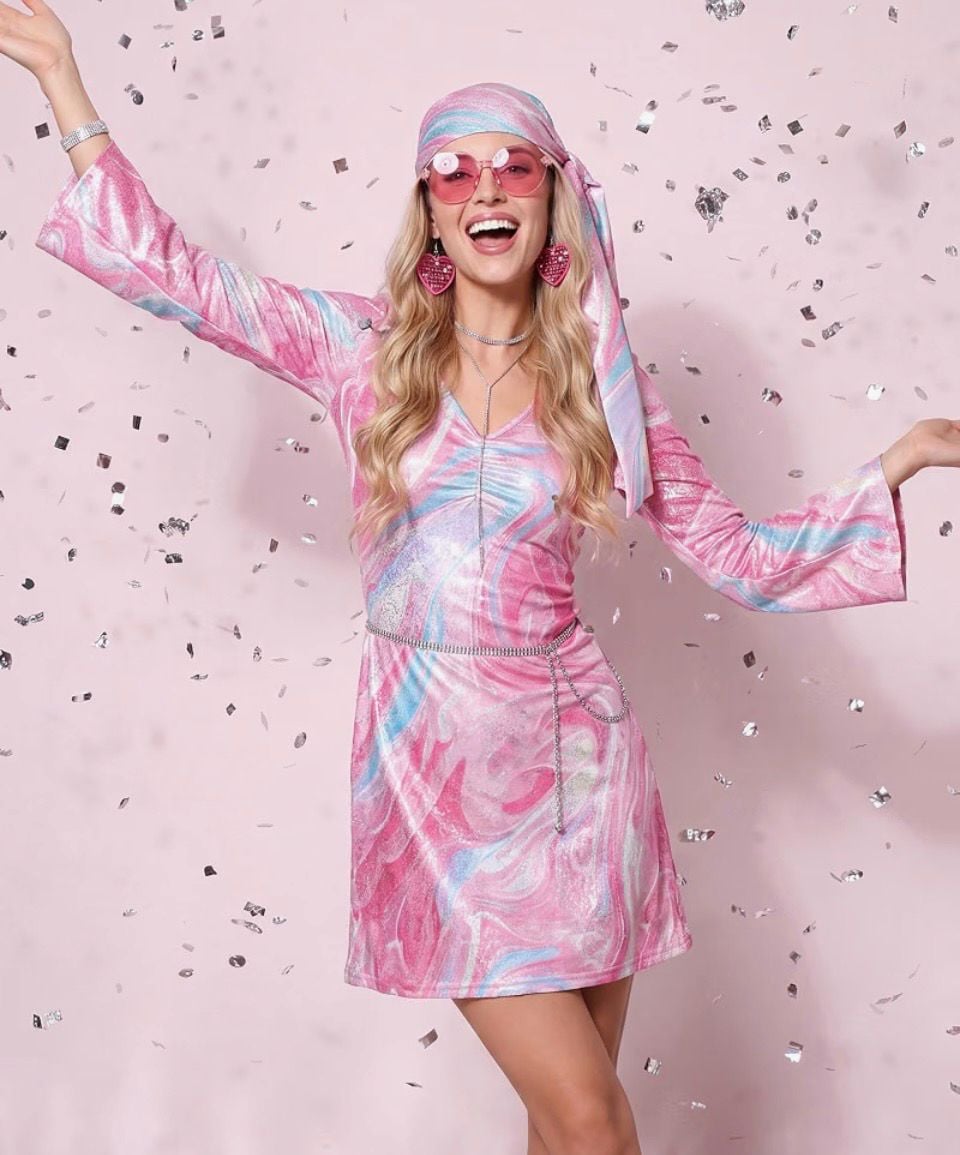 Vivreziro Women's Retro Disco Costume Set Size Large Pink 7