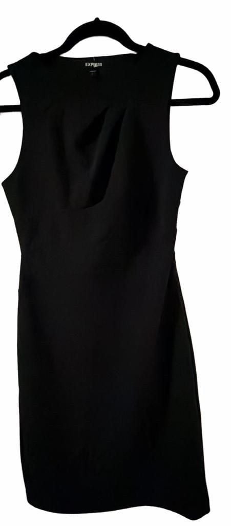 Express Sleeveless Dress Size S Black Pleated Neckline 7