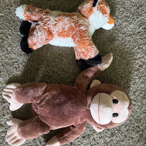 Lot of 2 Stuffed Plush Toys Fox and Curious George Monkey