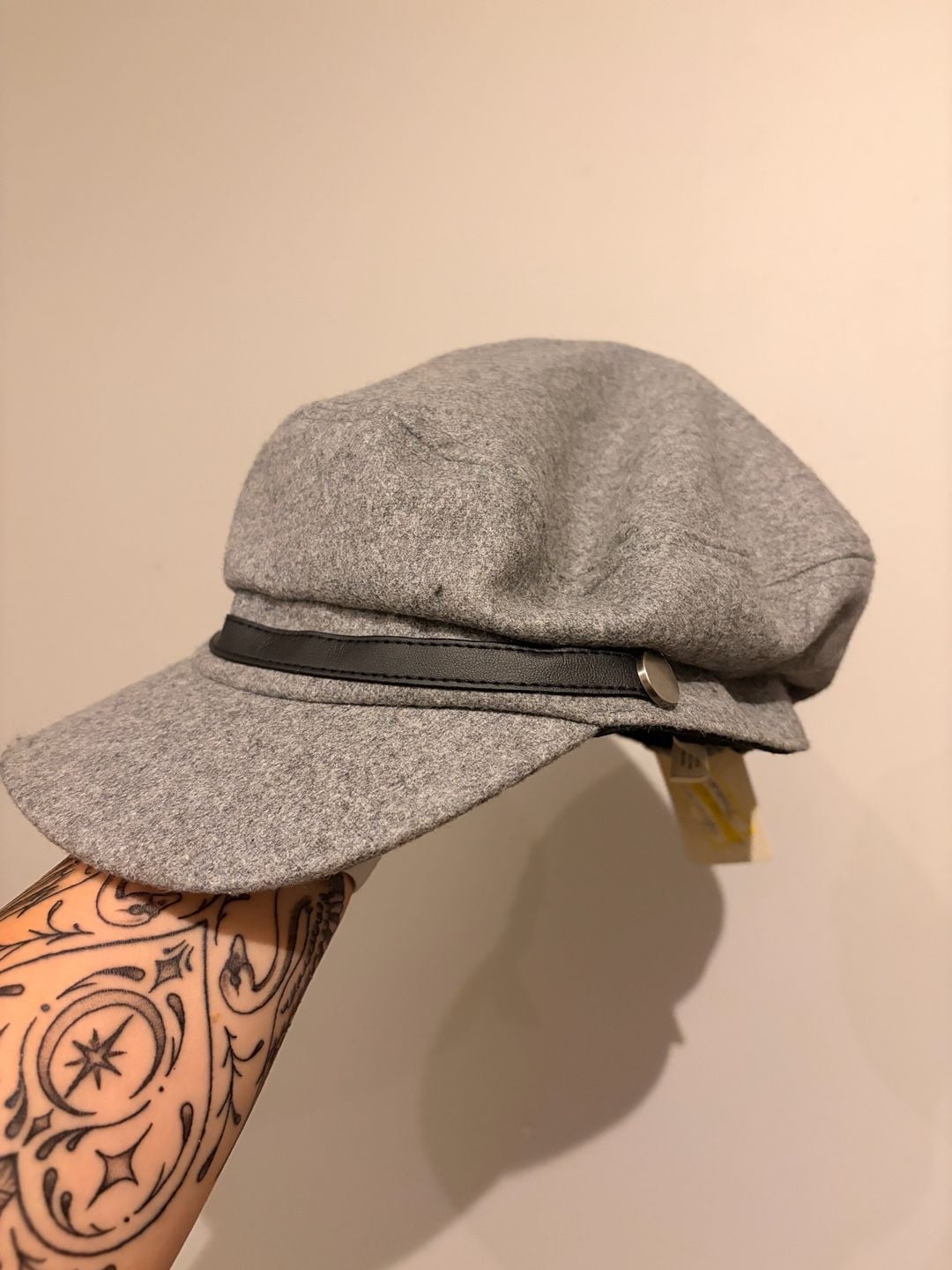 A New Day Newsboy Cap Gray Wool Blend Faux Leather Trim New With Tags 3
