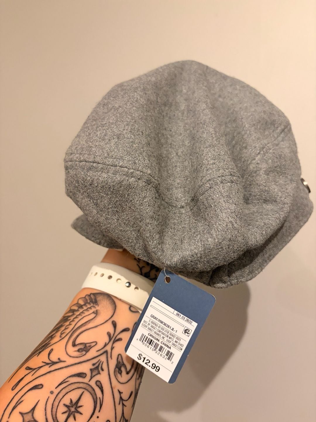 A New Day Newsboy Cap Gray Wool Blend Faux Leather Trim New With Tags 4