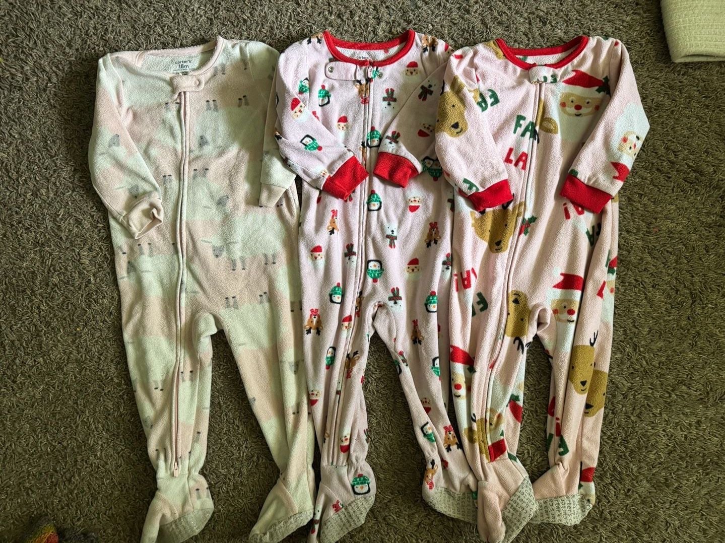 Carter's Holiday Sleep and Play Size 18M Lot of 3 1