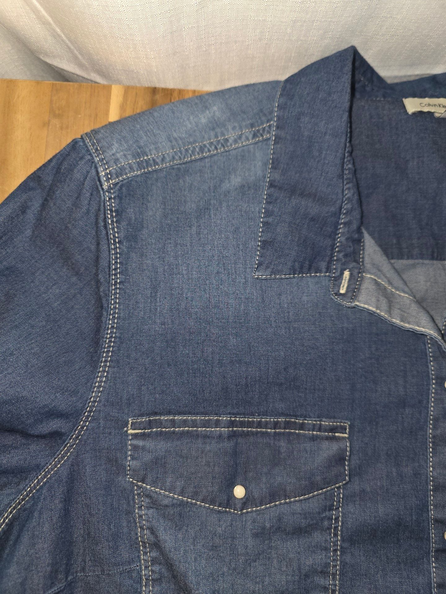 Calvin Klein Jeans Denim Shirt Women's Long Sleeve Snap Button 2xl 4