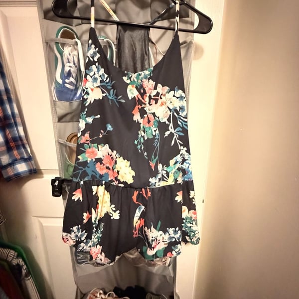 Floral Halter Size XL Black Multi
