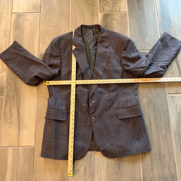 English Manor Suit Jacket and Pants Brown Plaid Pure Wool 46R