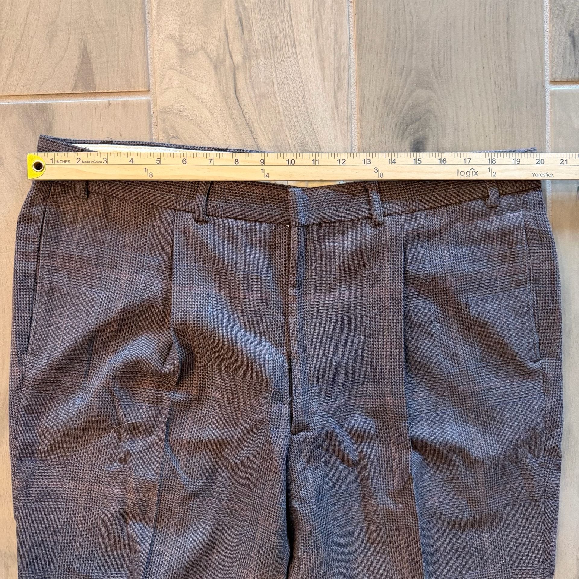 English Manor Suit Jacket and Pants Brown Plaid Pure Wool 46R 9