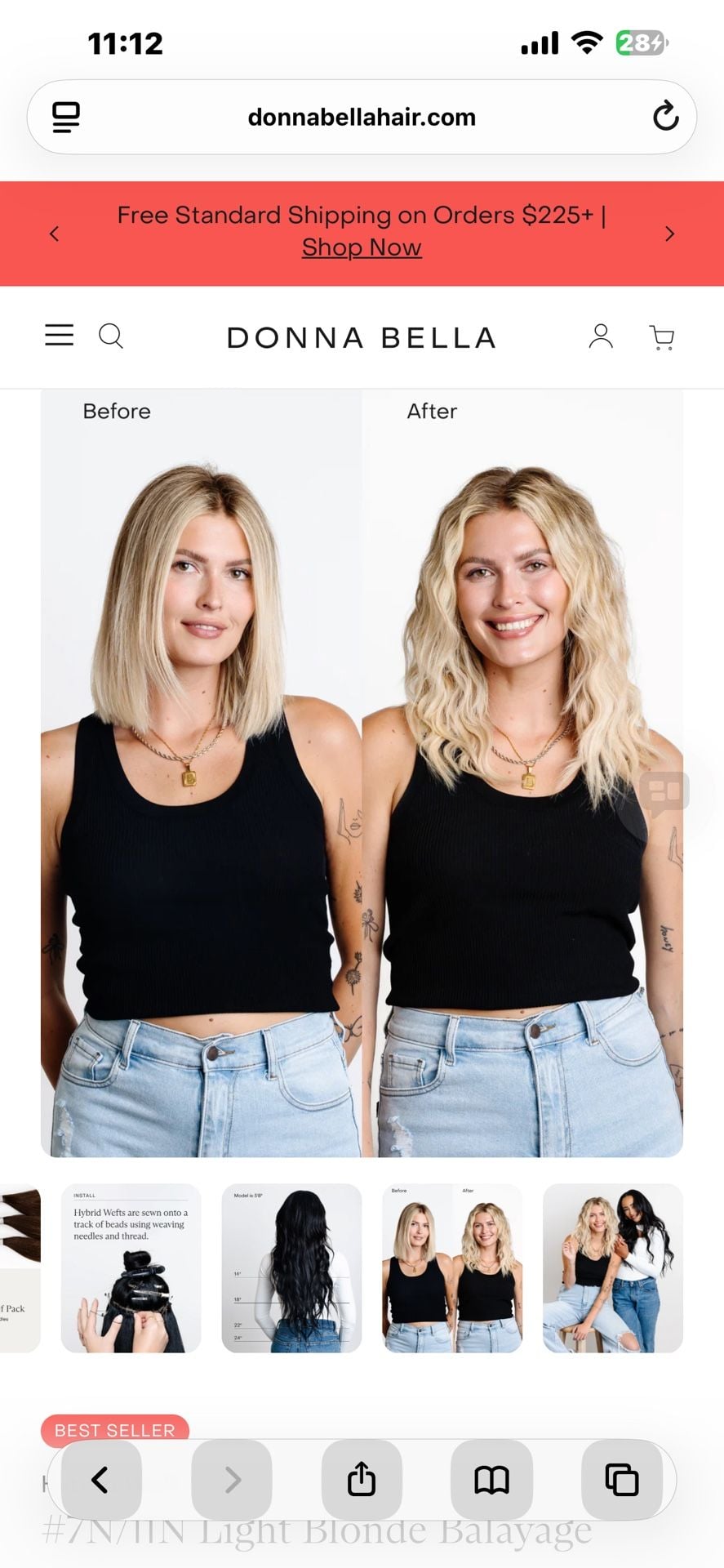 Donna Bella Hybrid Weft Extensions 7N & 11N Light Blonde Balayage 5
