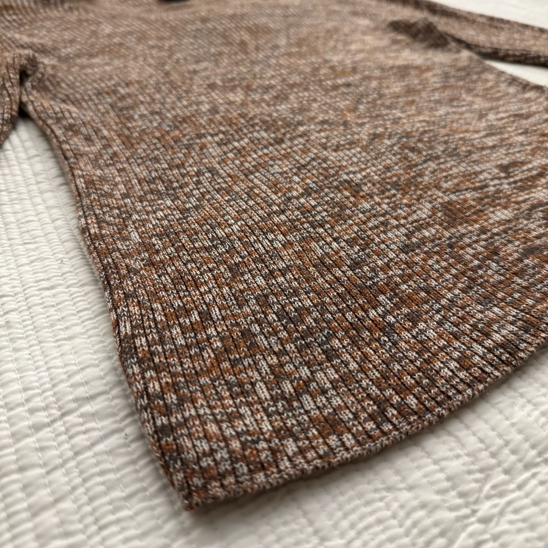 ICHI Open Knit Jumper Size L Brown Mélange Pullover Sweater 7