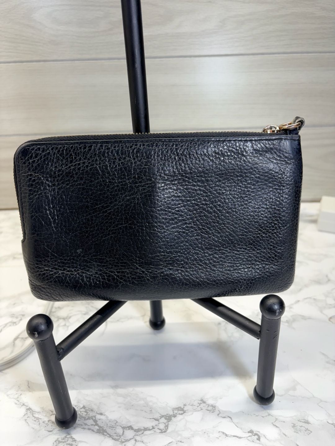 Coach Double Zip Wallet Wristlet Black Leather 3